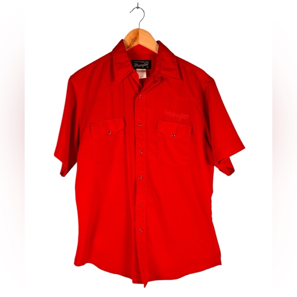 Vtg Wrangler Mens MED Bull Riding Snap Button Shirt Embroidered Bull 80/90s